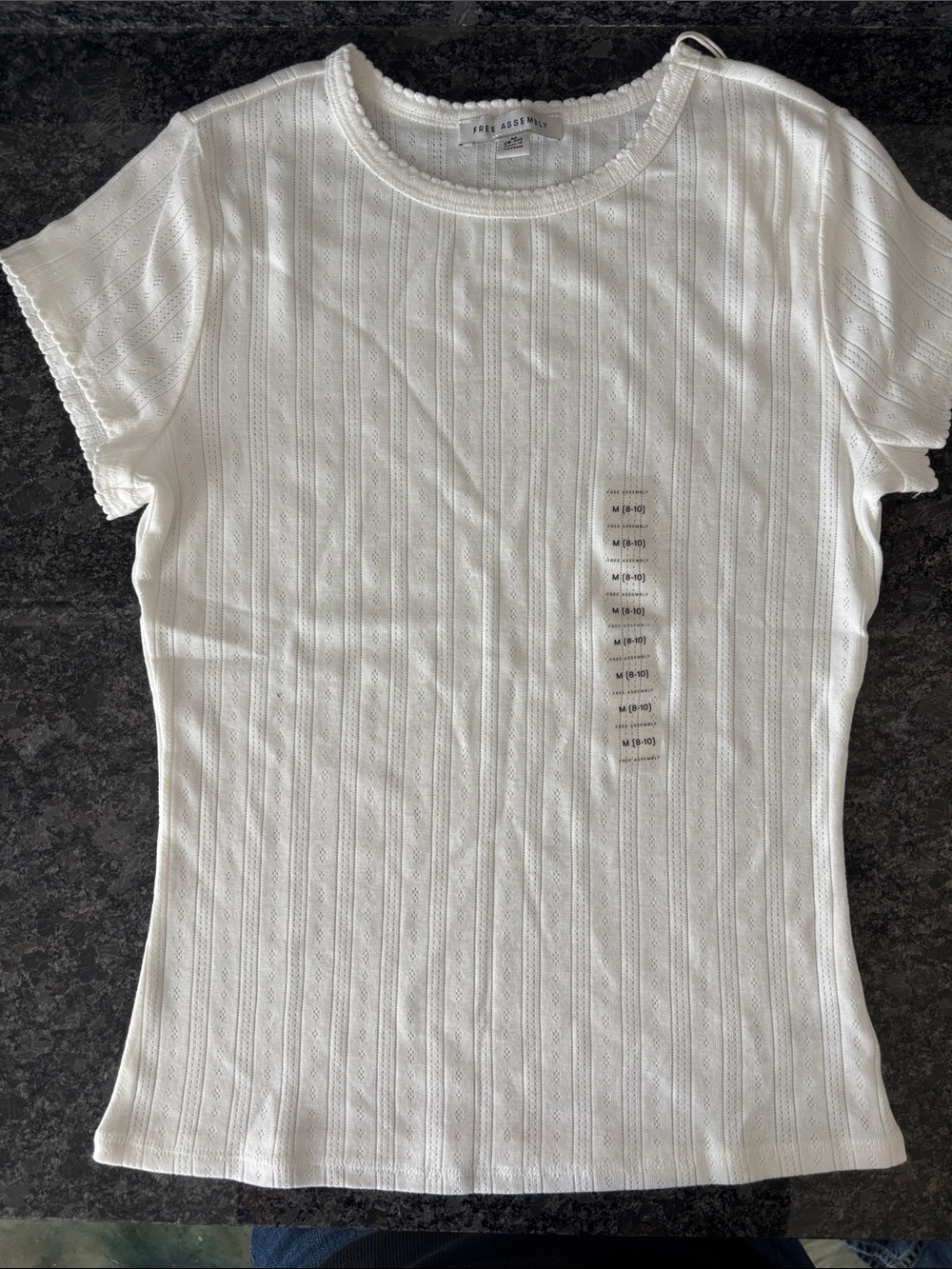 Free Assembly White Ribbed Short-Sleeve Tee